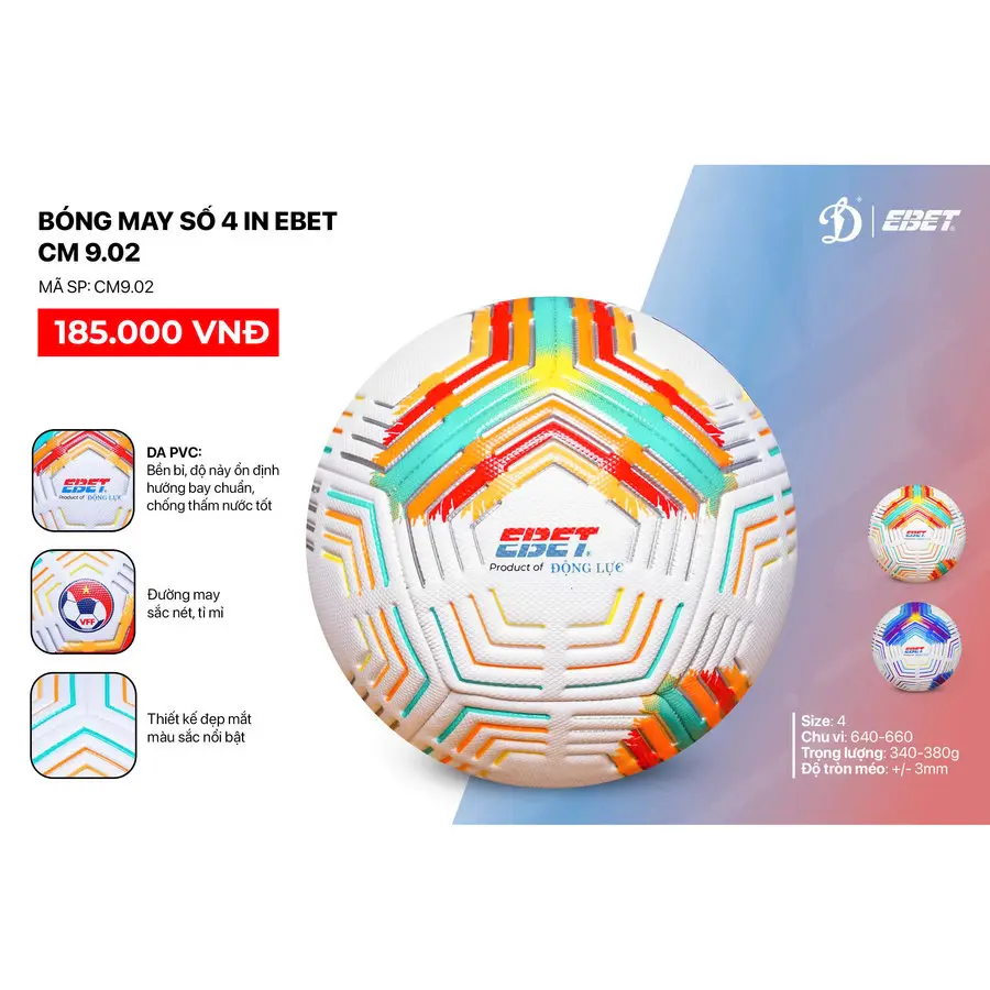 Bóng Đá ĐL Da PVC CM9.02 số 4 (nhiều màu)